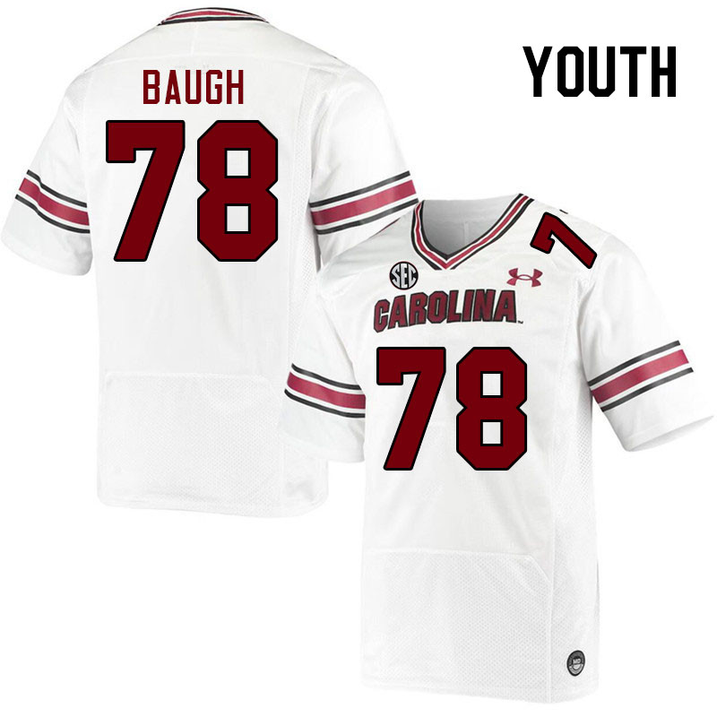 Youth #78 Trovon Baugh South Carolina Gamecocks 2023 College Football Jerseys Stitched-White